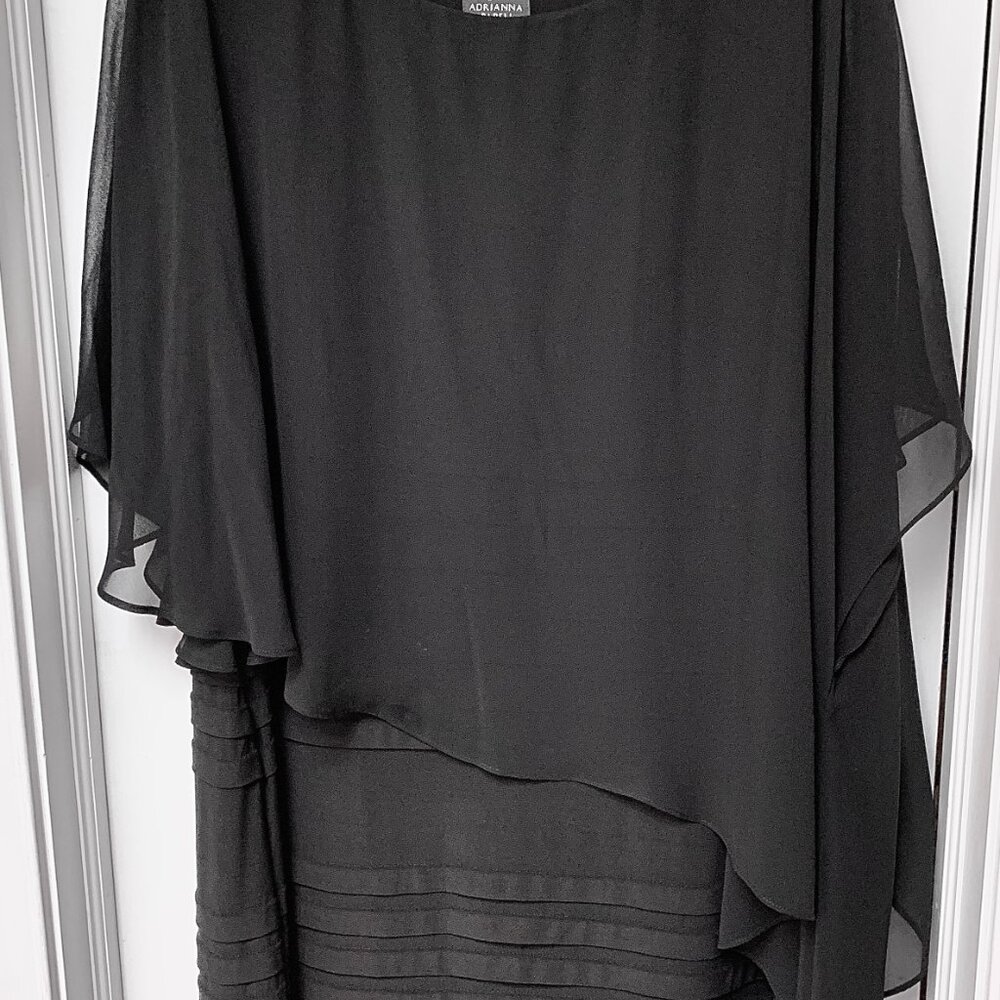 "ADRIANNA PAPELL" BLACK SPECIAL OCCASION DRESS PLUS SIZE 24W WITH SHEER TOP